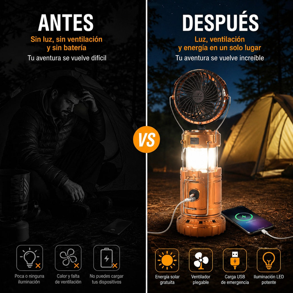 lámpara LED, ventilador de emergencia